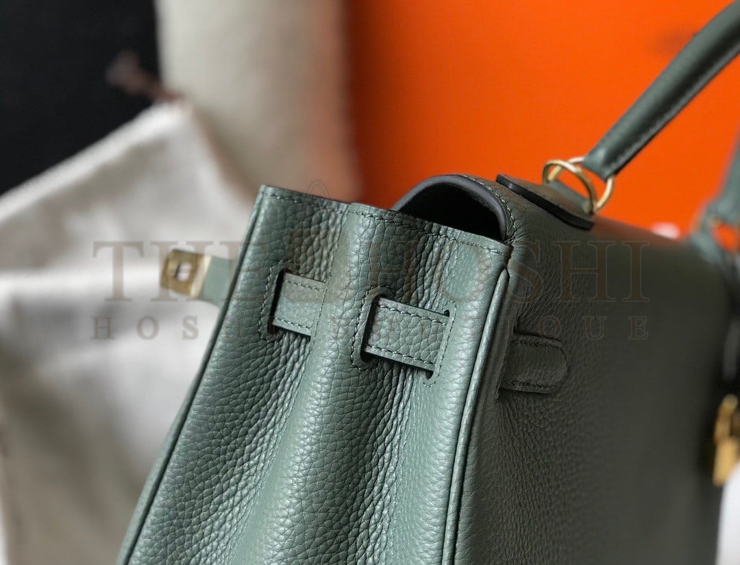 H**me5 Kelly 25cm Retourne Bag in Vert Amande Clemence Leather GHW Master Quality