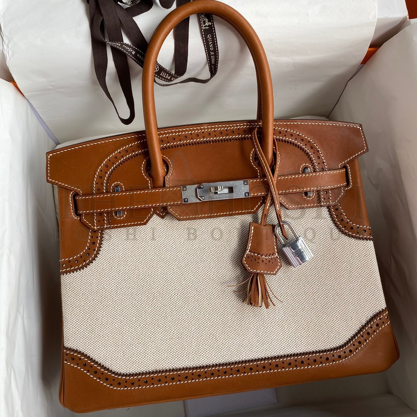 H**me5 Ghillies Birkin 30cm Limited-edition Bag In Toile & Gold Swift Leather Master Quality