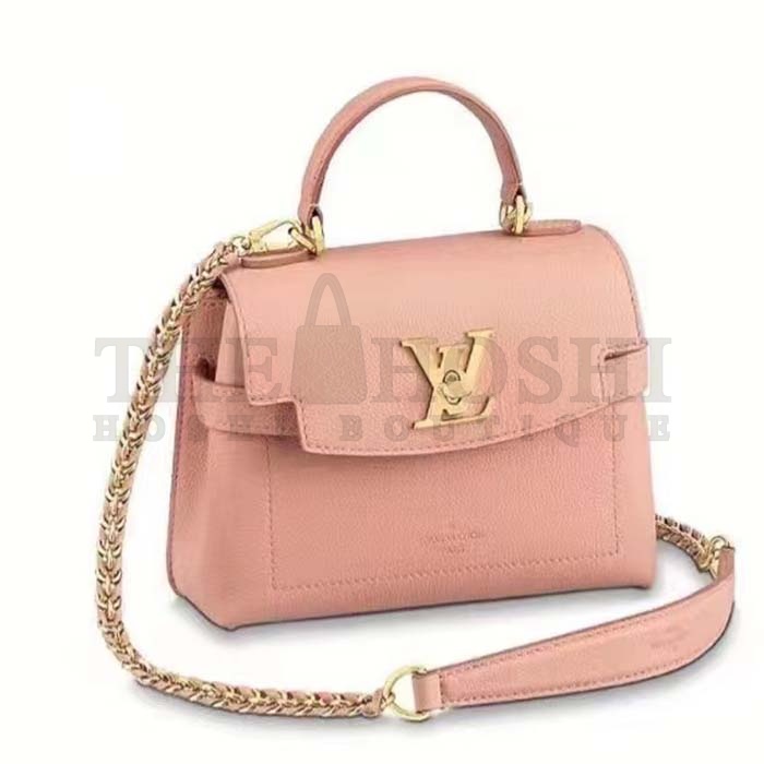L0vis Vvtt0n LV Women Lockme Ever Mini Handbag Pink Grained Calf Leather Master Quality
