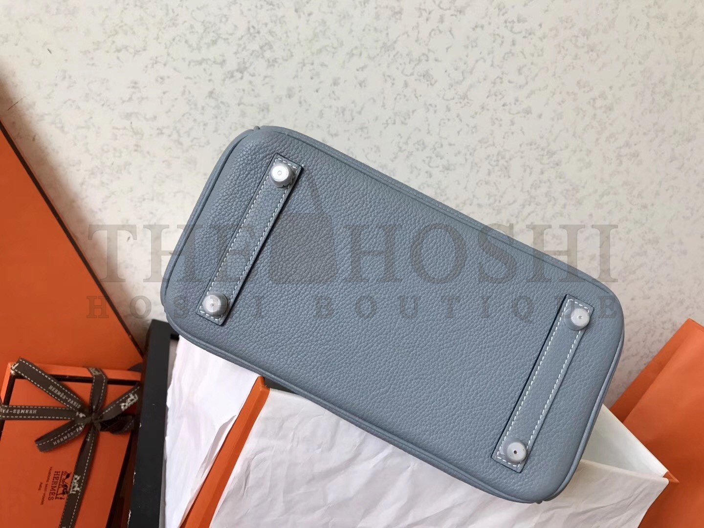 H**me5 Blue Lin Birkin 25cm Clemence Handmade Bag Master Quality