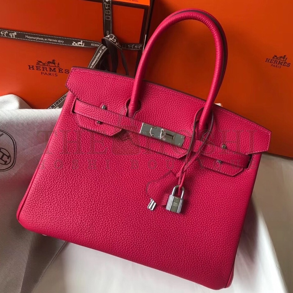 H**me5 Rose Red Clemence Birkin 30cm Bag Master Quality