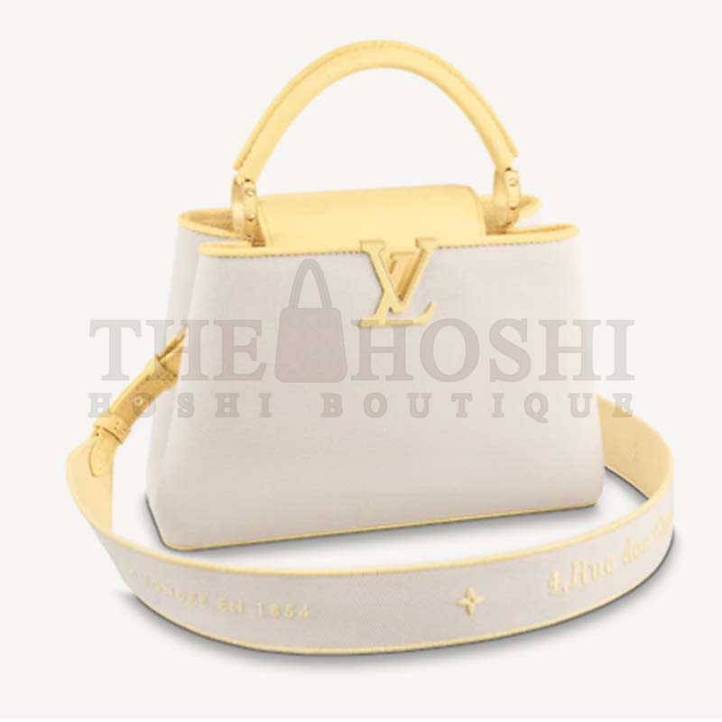 L0vis Vvtt0n LV Women Capucines BB Handbag Yellow Taurillon Leather Canvas Master Quality