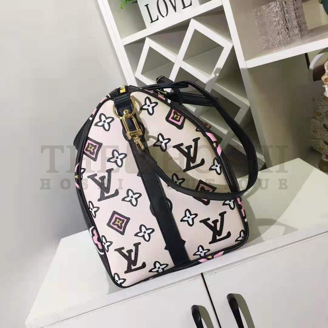 L0vis Vvtt0n LV Women Keepall Bandoulière 45 Bag Black Cabin Size Monogram Coated Canvas Master Quality