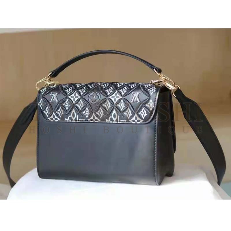L0vis Vvtt0n LV Women Since 1854 Twist MM Handbag Gray Embroidered Calfskin Master Quality