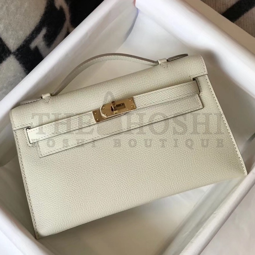 H**me5 Kelly Pochette Bag In White Epsom Leather Master Quality