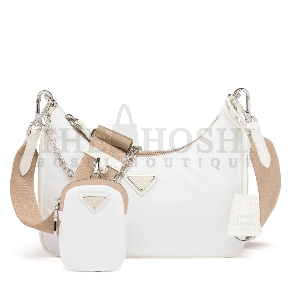 Pra*a Re-Edition 2005 Shoulder Bag In White Re-Nylon Master Quality