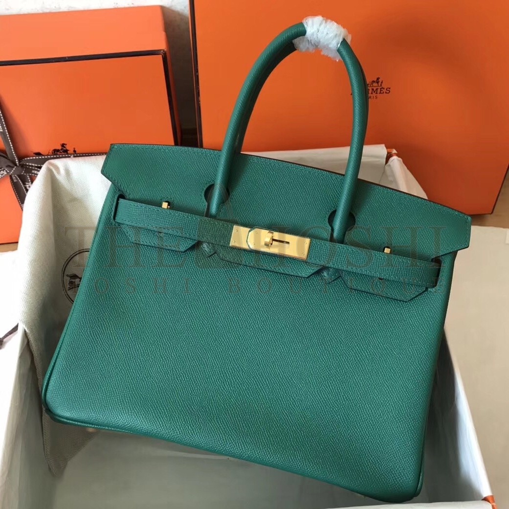 H**me5 Malachite Birkin 30cm Epsom Handmade Bag Master Quality