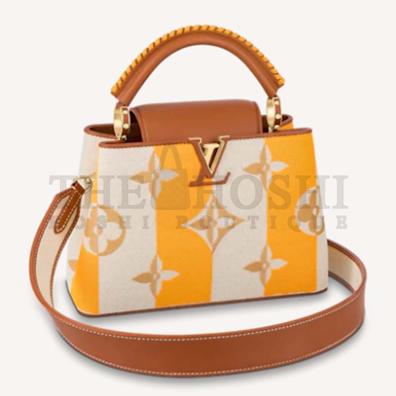 L0vis Vvtt0n LV Women Capucines BB Handbag Yellow Calfskin Canvas Master Quality