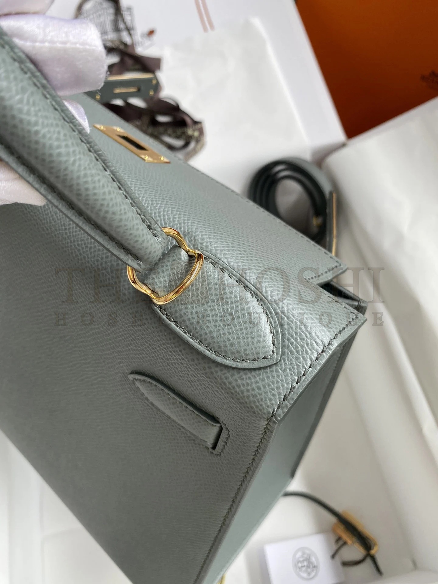 H**me5 Kelly Sellier 28 Handmade Bag In Vert Amande Epsom Calfskin Master Quality