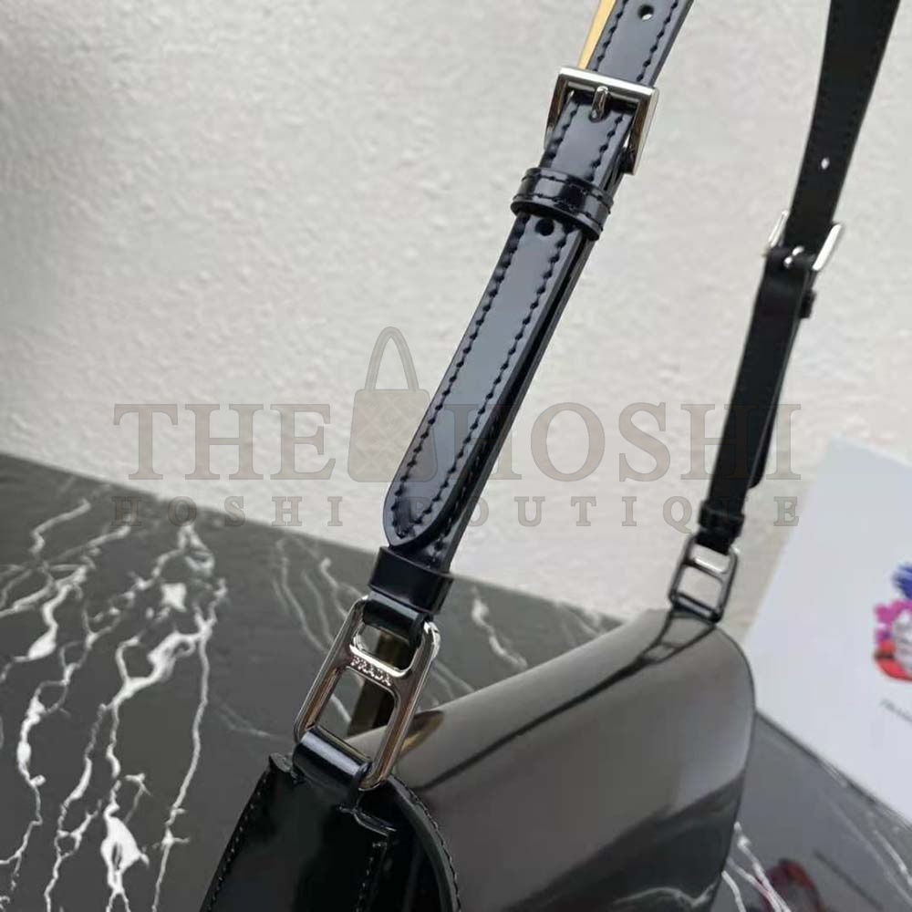 Pra*a Women Brushed Leather Shoulder Bag-Black Master Quality