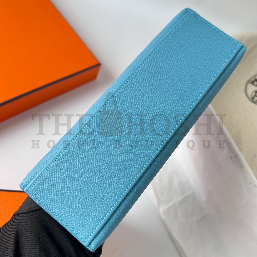 H**me5 Kelly Pochette Handmade Bag In Blue du Nord Epsom Calfskin Master Quality