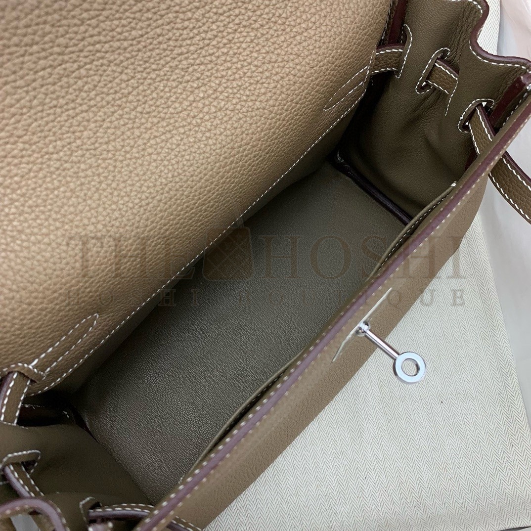 H**me5 Kelly Messenger Bag in Taupe Clemence Leather Master Quality