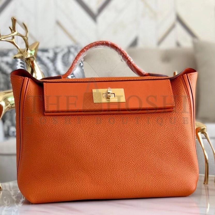H**me5 24/24 29 Bag In Orange Clemence Calfskin Master Quality