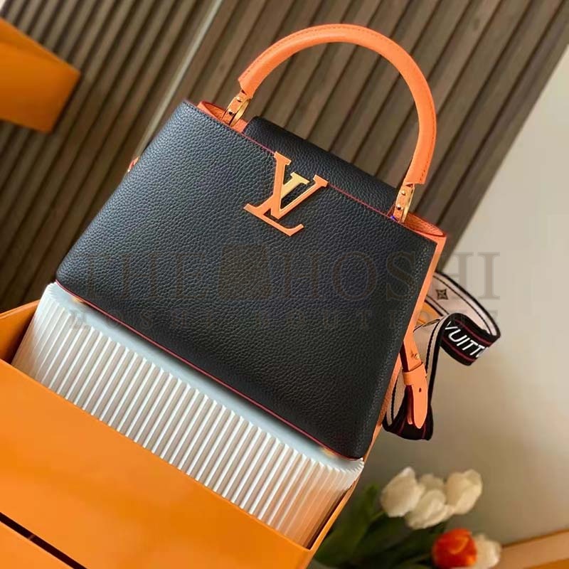L0vis Vvtt0n LV Women Capucines MM Handbag Black Gold Arizona Taurillon Cowhide Master Quality