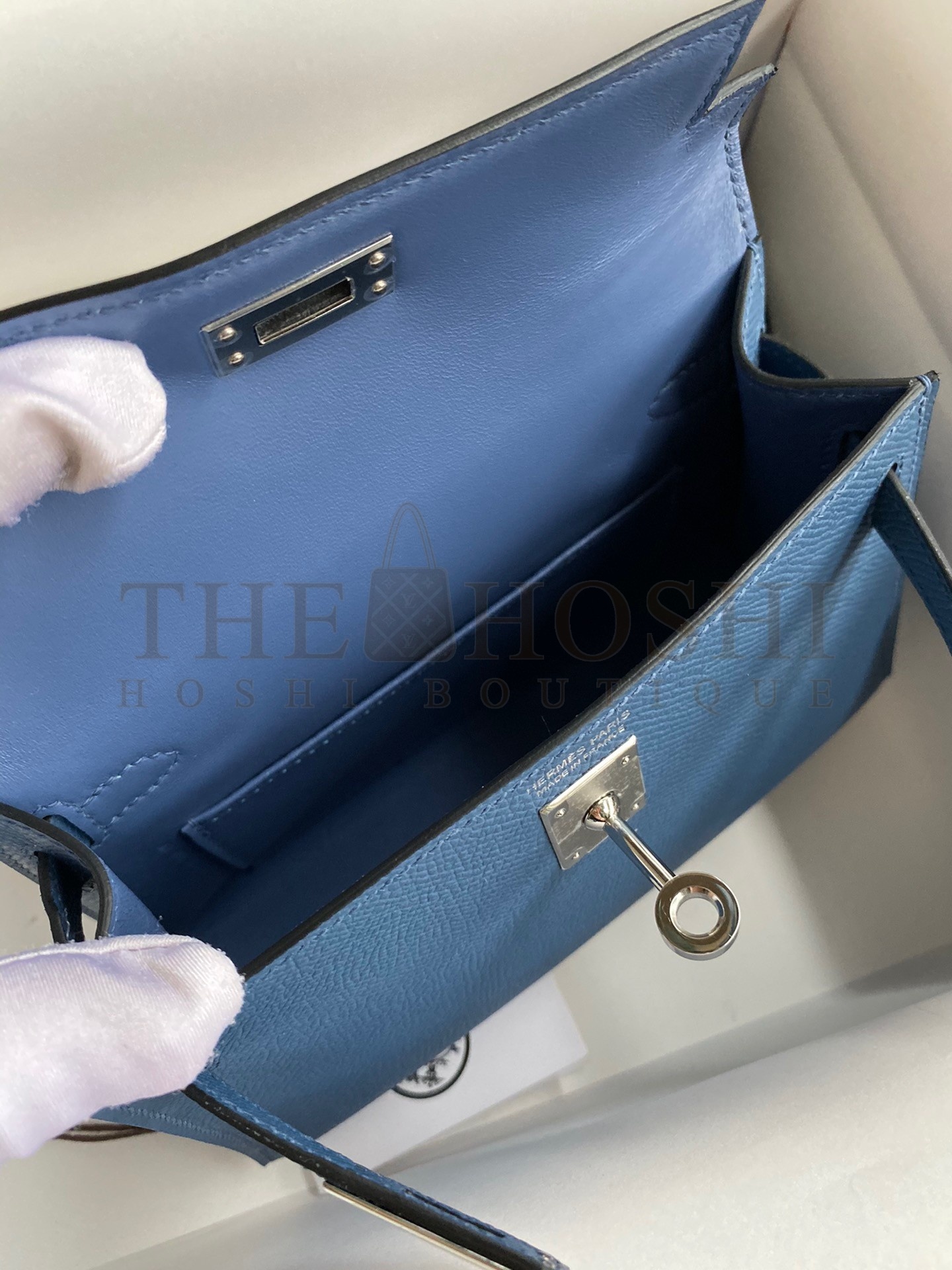 H**me5 Kelly Mini II Sellier Handmade Bag In Blue Agate Epsom Calfskin Master Quality