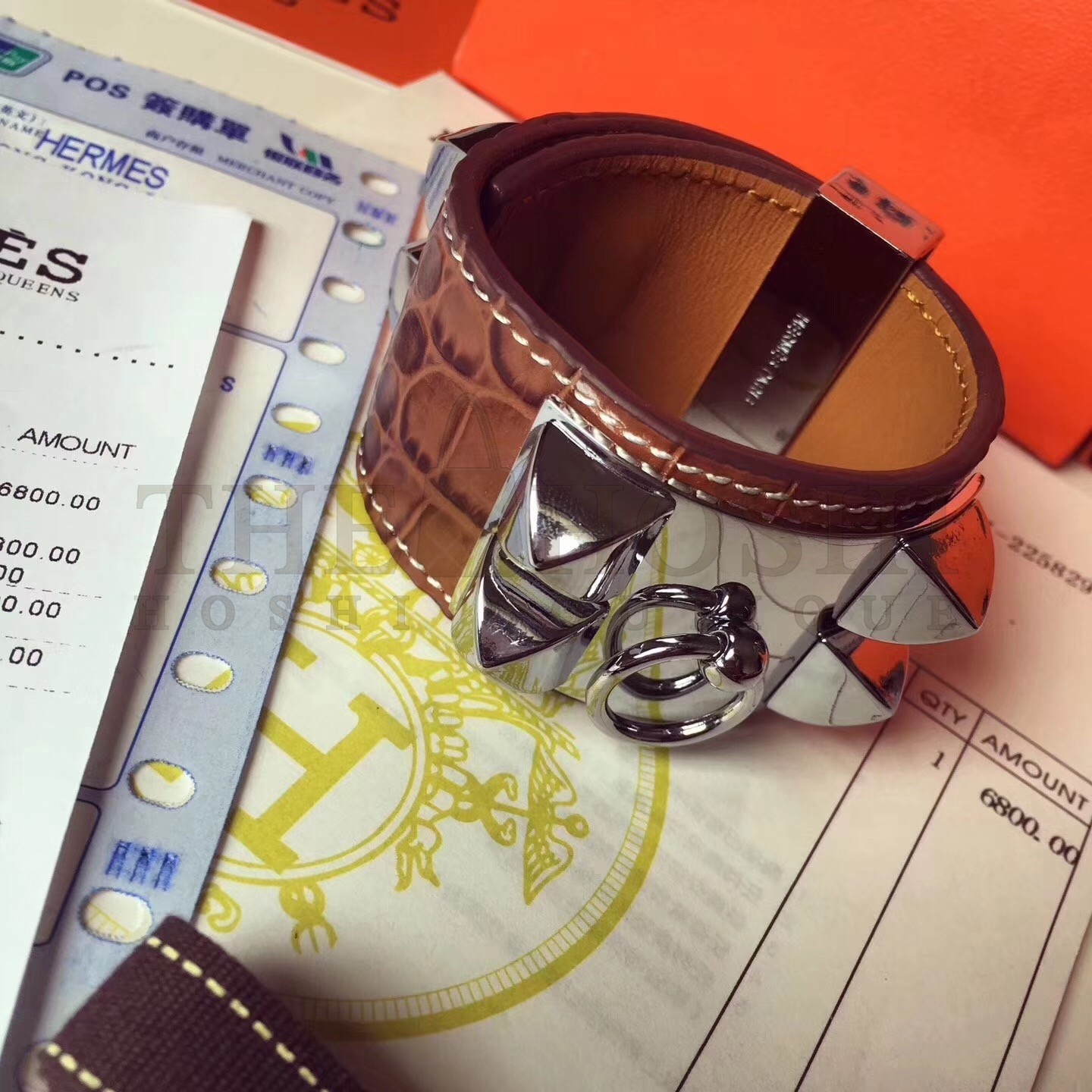 H**me5 Brown Alligator Collier de Chien Bracelet Size S Master Quality