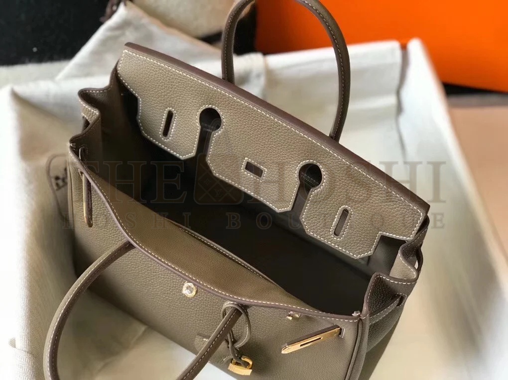 H**me5 Birkin 30 Bag in Taupe Grey Clemence Leather with GHW Master Quality