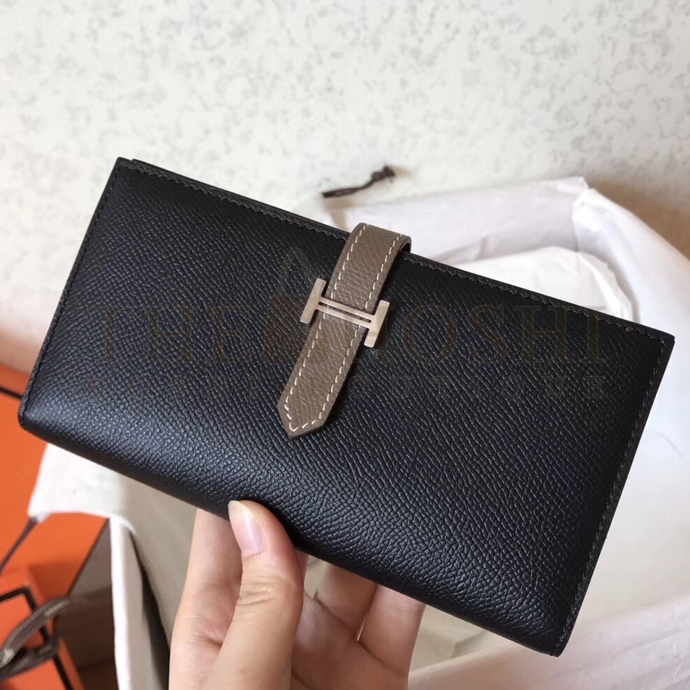 H**me5 Bi-Color Epsom Bearn Wallet Black/Taupe Master Quality