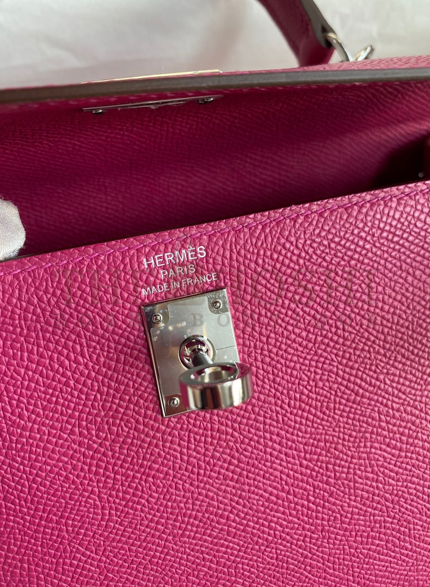 H**me5 Kelly Sellier 25 Handmade Bag In Rose Purple Epsom Calfskin Master Quality