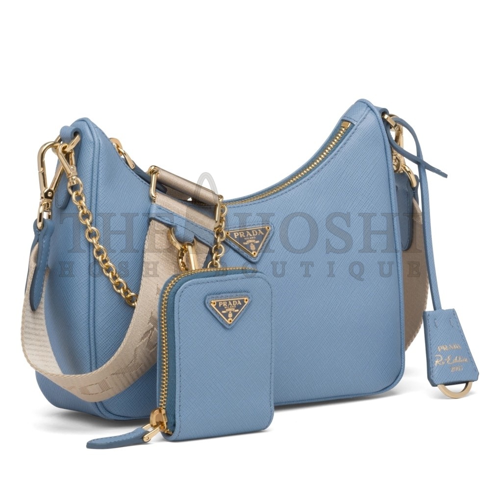 Pra*a Re-Edition 2005 Shoulder Bag In Blue Saffiano Leather Master Quality