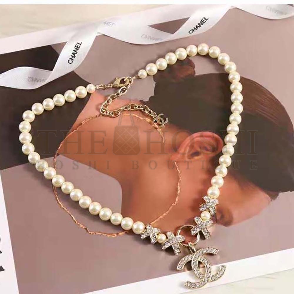 Ch**el Women Pendant Earrings in Metal Glass Pearls &amp; Strass Master Quality