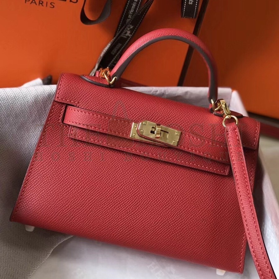 H**me5 Kelly Mini II Bag In Rouge Vif Epsom Leather Master Quality