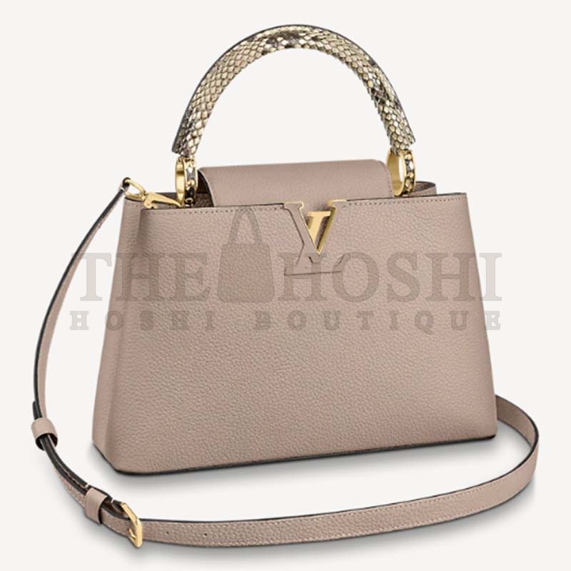 L0vis Vvtt0n LV Women Capucines MM Handbag Grey Taurillon Cowhide Master Quality