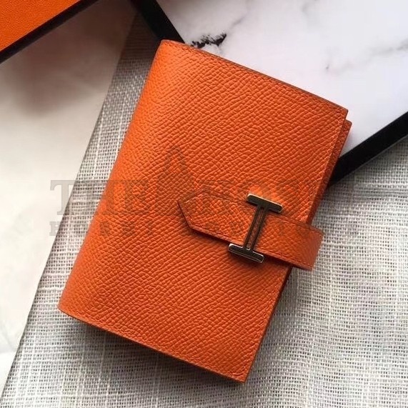 H**me5 Bearn Mini Wallet In Orange Epsom Leather Master Quality
