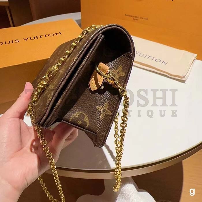 L0vis Vvtt0n LV Women Wallet On Chain Lily Monogram Coated Canvas Flap Closure Master Quality