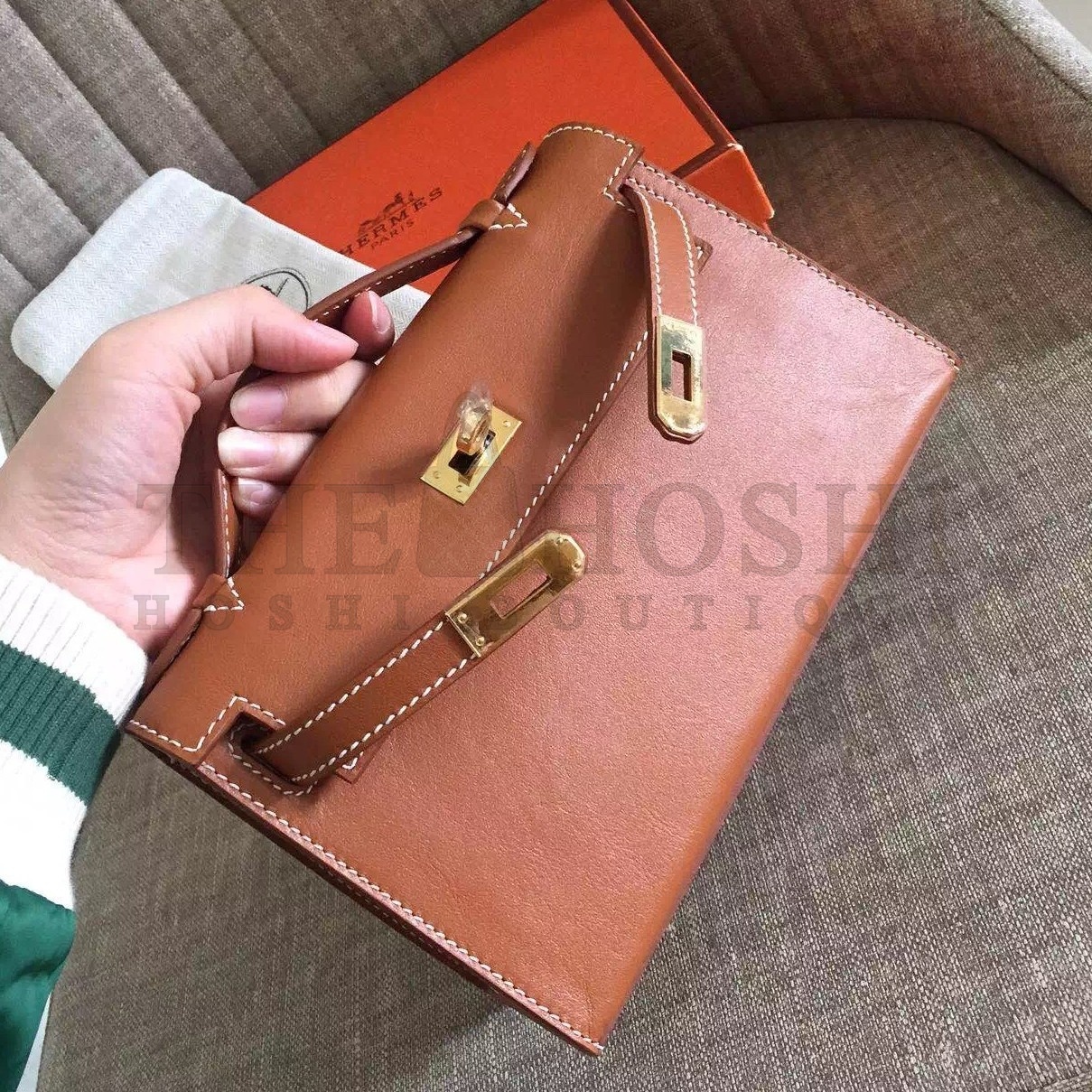 H**me5 Gold Kelly Pochette Swift Handmade Bag Master Quality