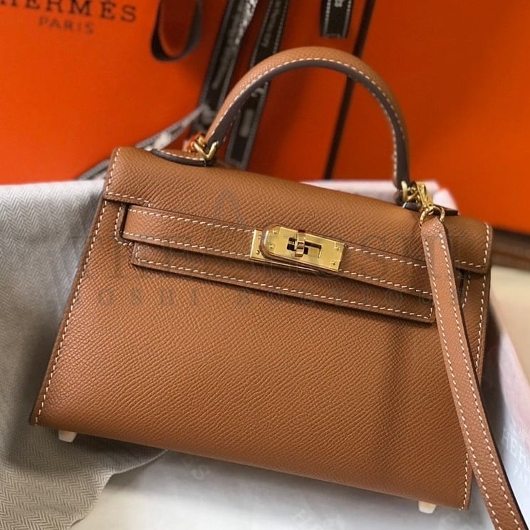H**me5 Kelly Mini II Sellier Bag In Gold Epsom Leather Master Quality