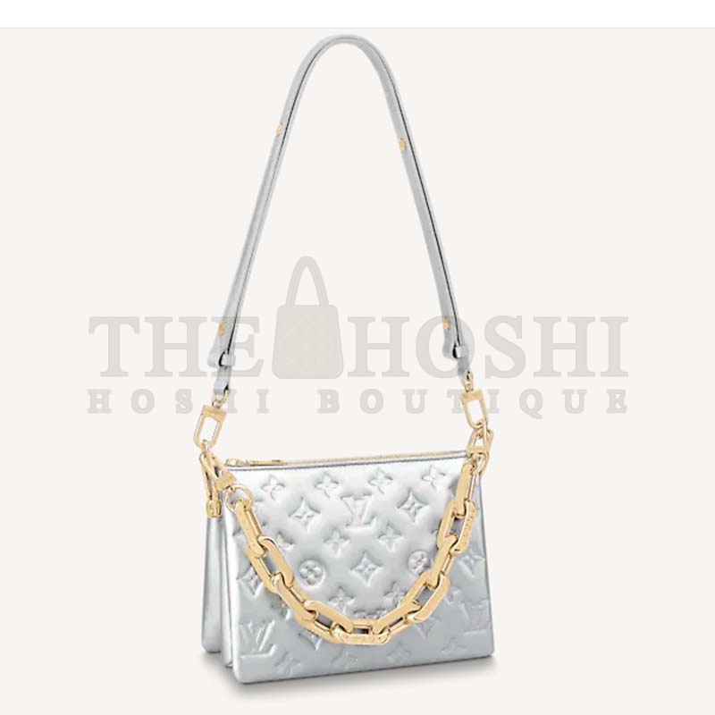 L0vis Vvtt0n LV Women Coussin BB Handbag Silver Monogram Embossed Puffy Lambskin Master Quality