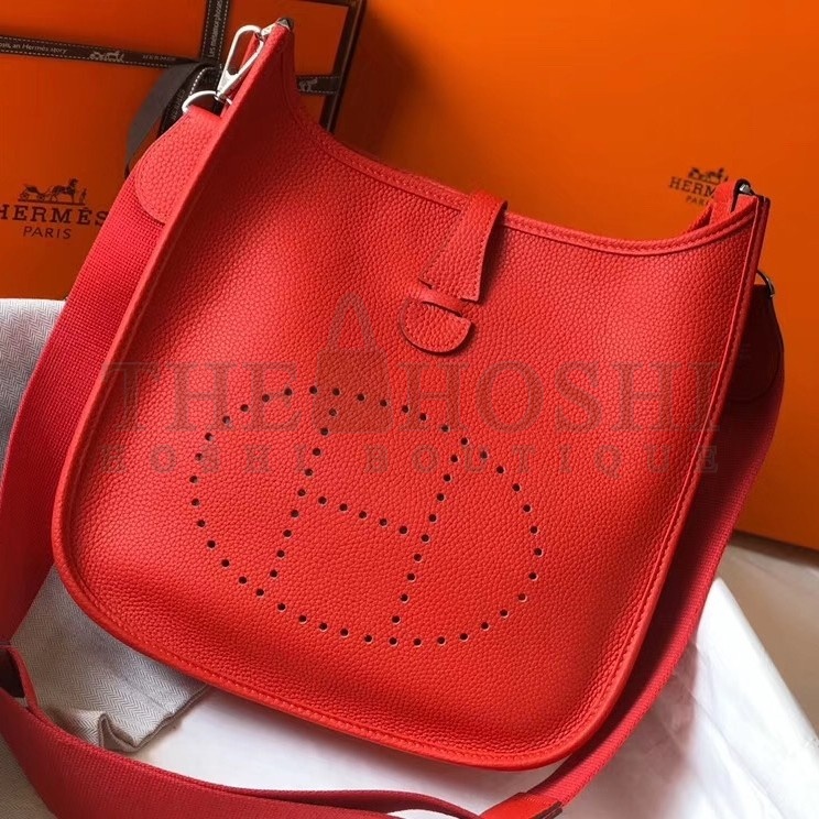 H**me5 Evelyne III 29 Bag In Red Clemence Leather Master Quality