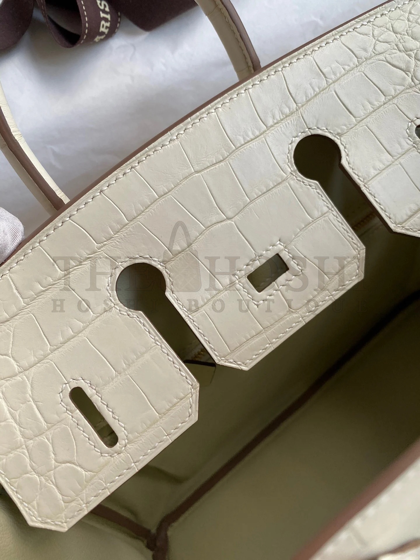 H**me5 Birkin 25 Retourne Handmade Bag In Nata Matte Alligator Leather Master Quality