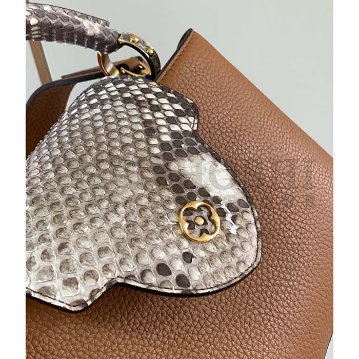 L0vis Vvtt0n LV Women Capucines BB Handbag Brown Taurillon Python Skin Leather Master Quality