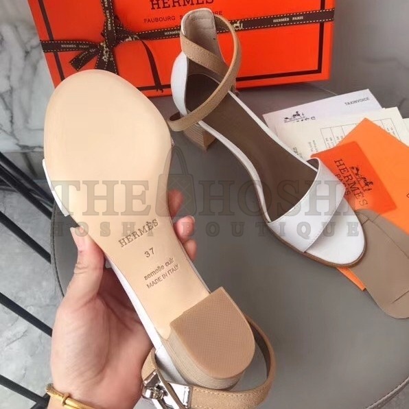 H**me5 Auteuil Sandals In White Calfskin Master Quality