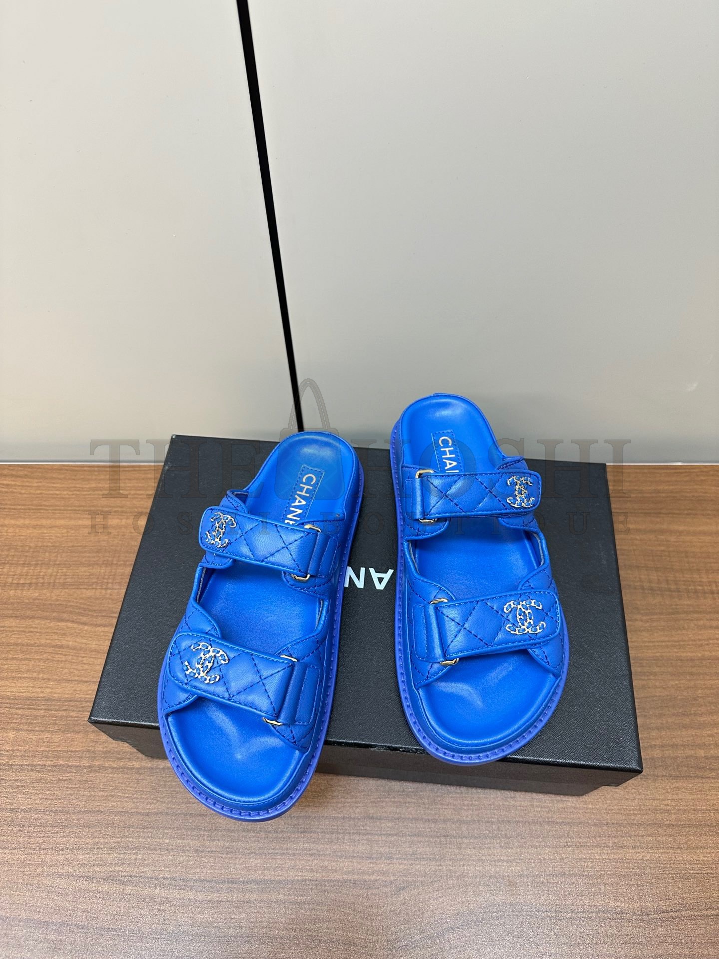 Ch**el Classic Velcro Dad Sandals real leather sole Master Quality