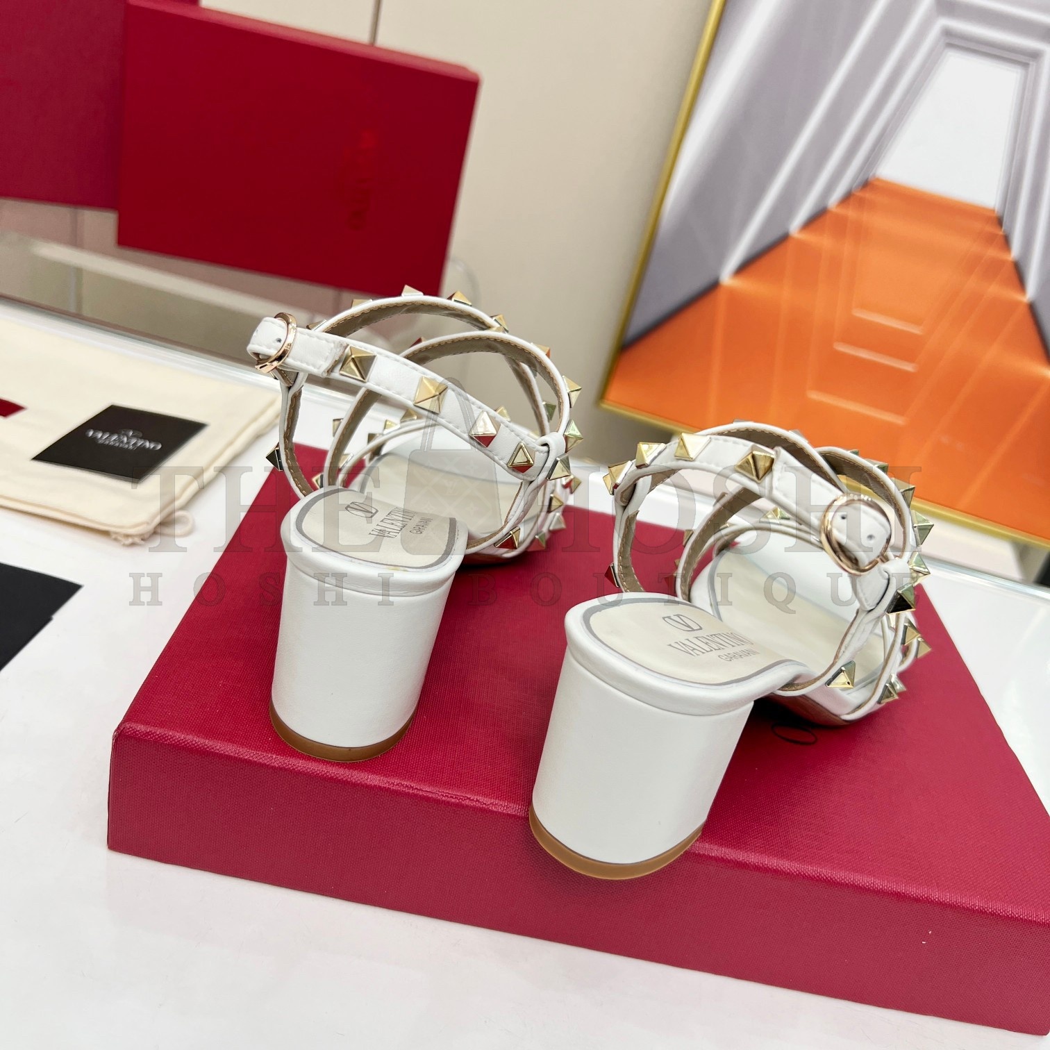 Va1e*ntin0 Rockstud Sandals 60MM with Straps in White Leather Master Quality