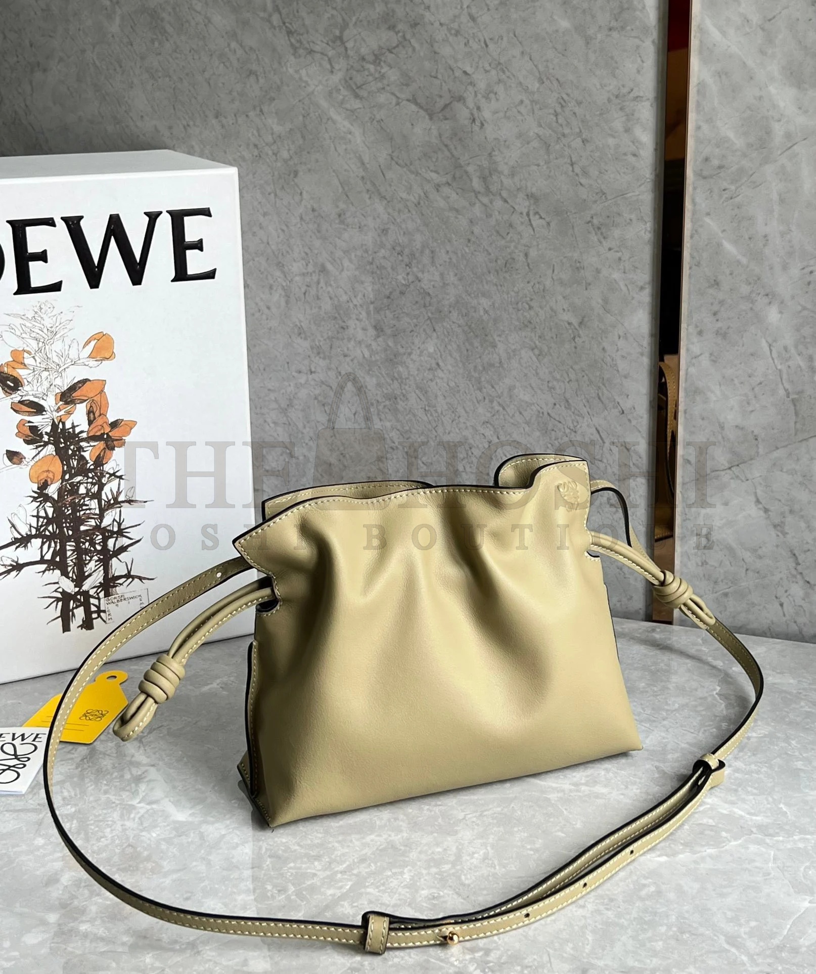 L0ew* Mini Flamenco Clutch Bag In Clay Green Calfskin Master Quality