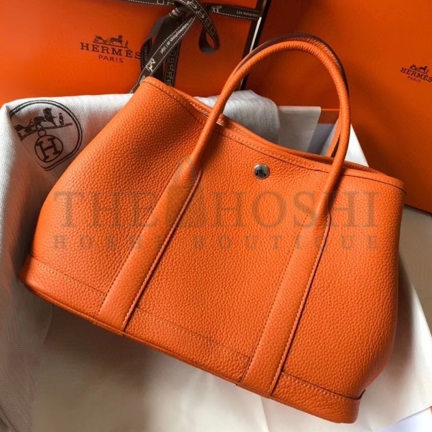 H**me5 Garden Party 30 Bag In Orange Clemence Leather Master Quality
