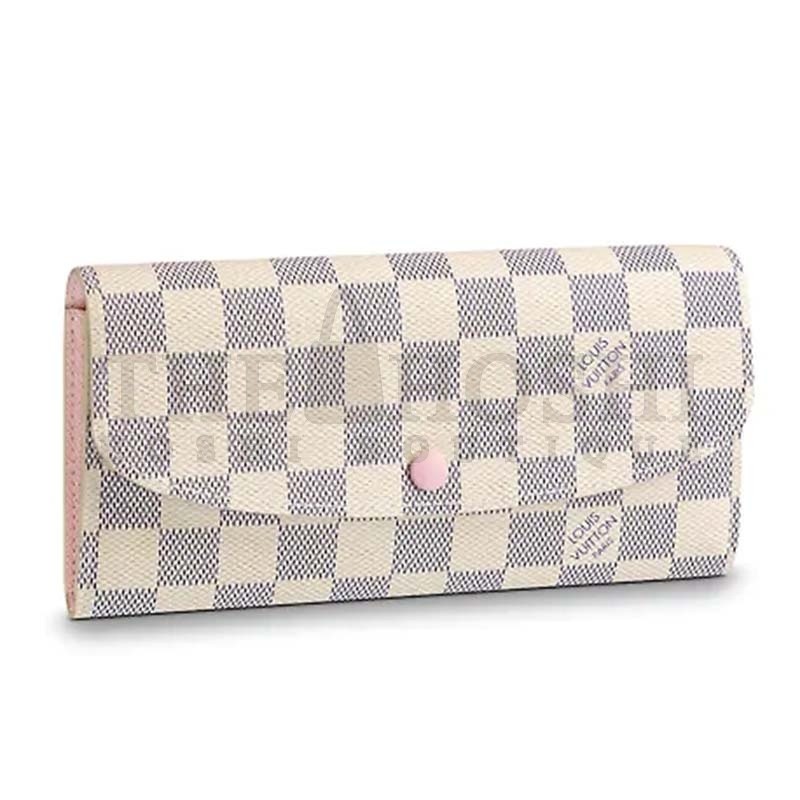 L0vis Vvtt0n LV Women Emilie Wallet Damier Azur Canvas-Pink Master Quality