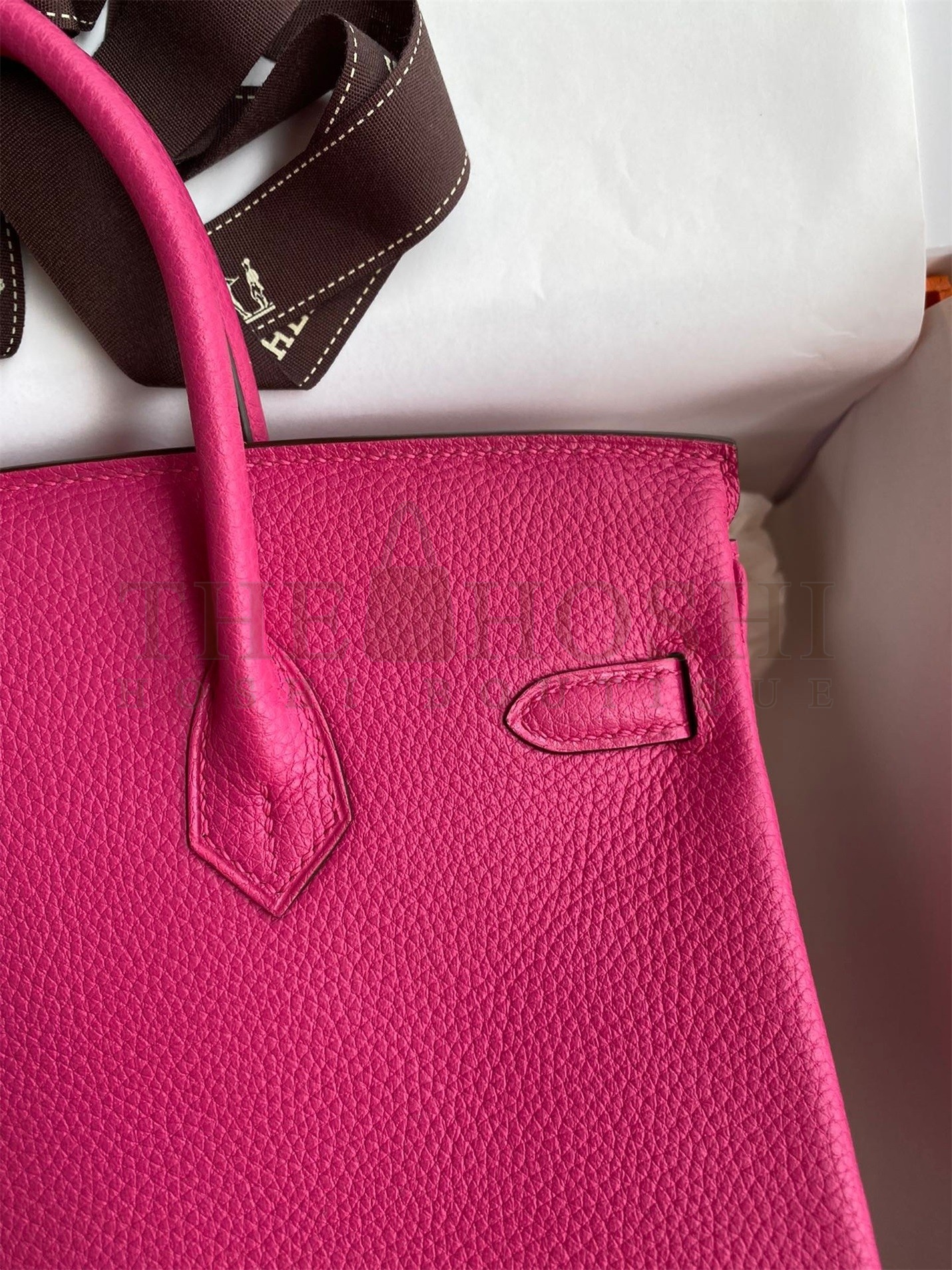 H**me5 Birkin 25 Retourne Handmade Bag In Rose Tyrien Clemence Leather Master Quality