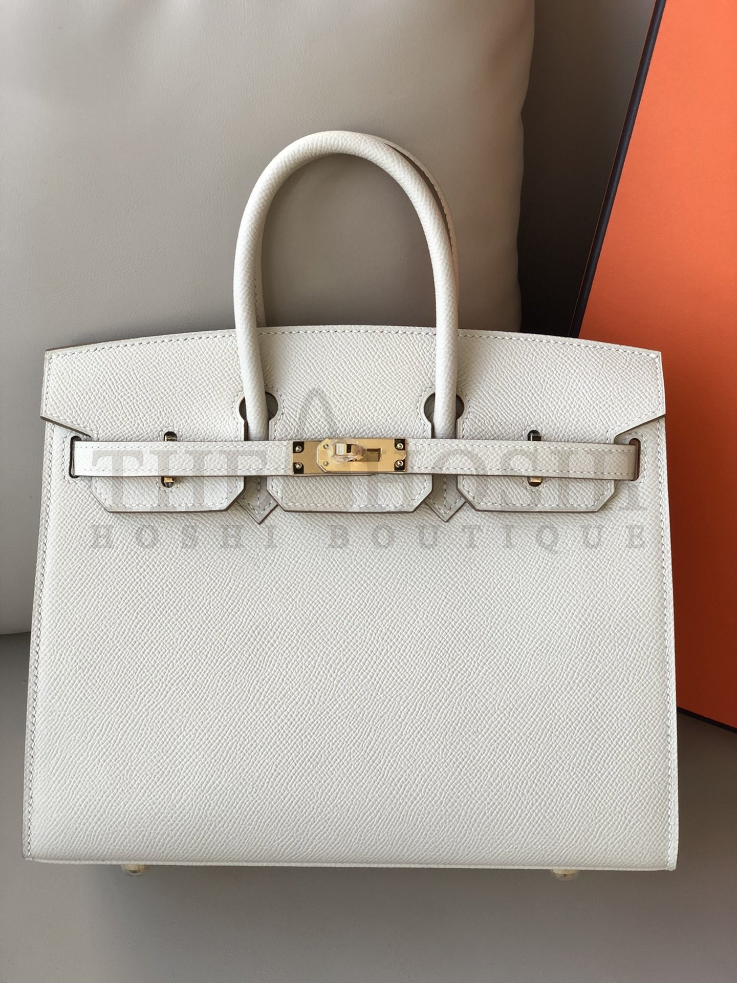 H**me5 Birkin 25 Sellier Handmade Bag In Craie Epsom Calfskin Master Quality