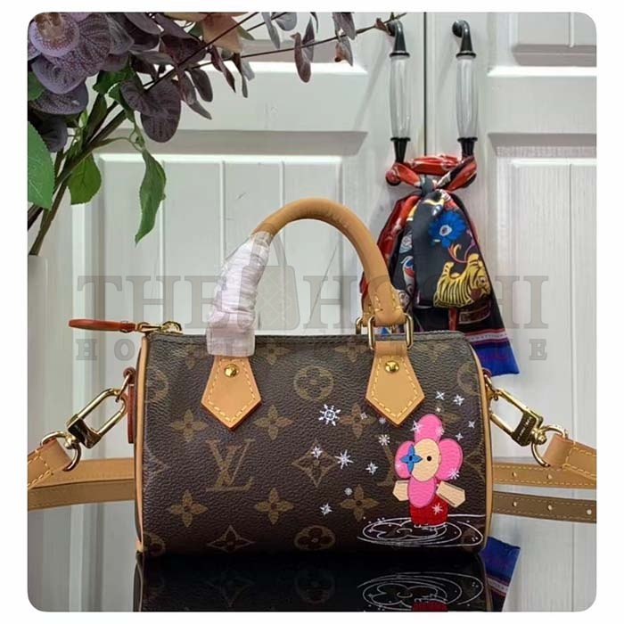 L0vis Vvtt0n LV Women Nano Speedy Bag Pink Monogram Coated Canvas Cowhide Leather Master Quality