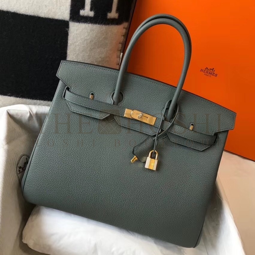H**me5 Birkin 35 Bag in Vert Amande Clemence Leather with GHW Master Quality