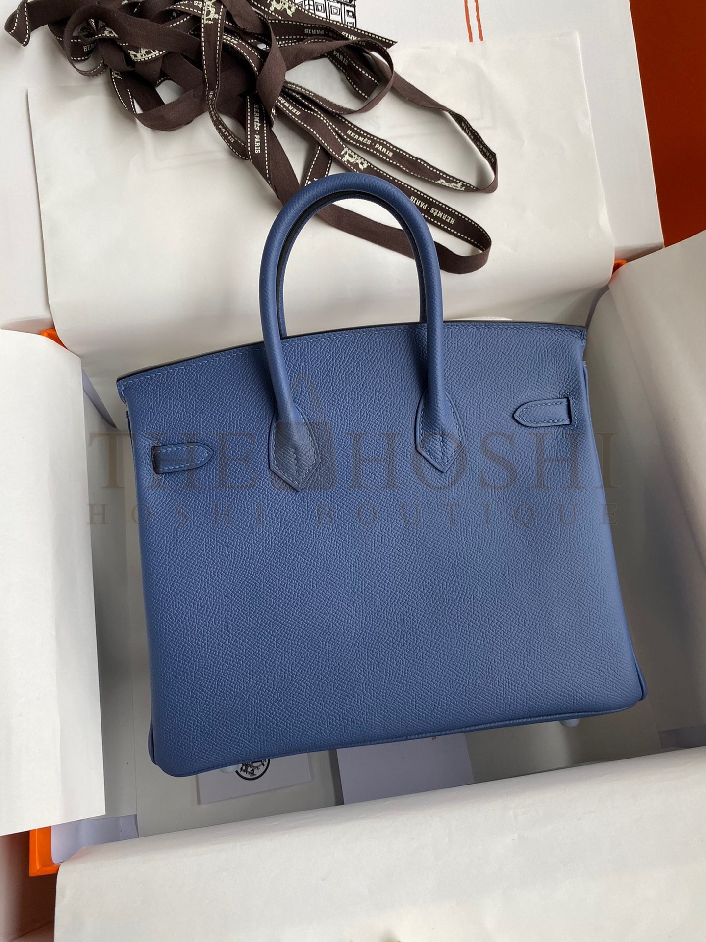 H**me5 Birkin 25 Retourne Handmade Bag In Blue Agate Epsom Calfskin Master Quality