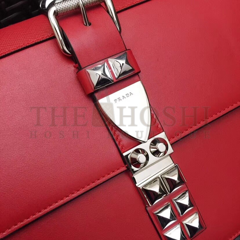 Pra*a Elektra Shoulder Bag In Red Calfskin Master Quality