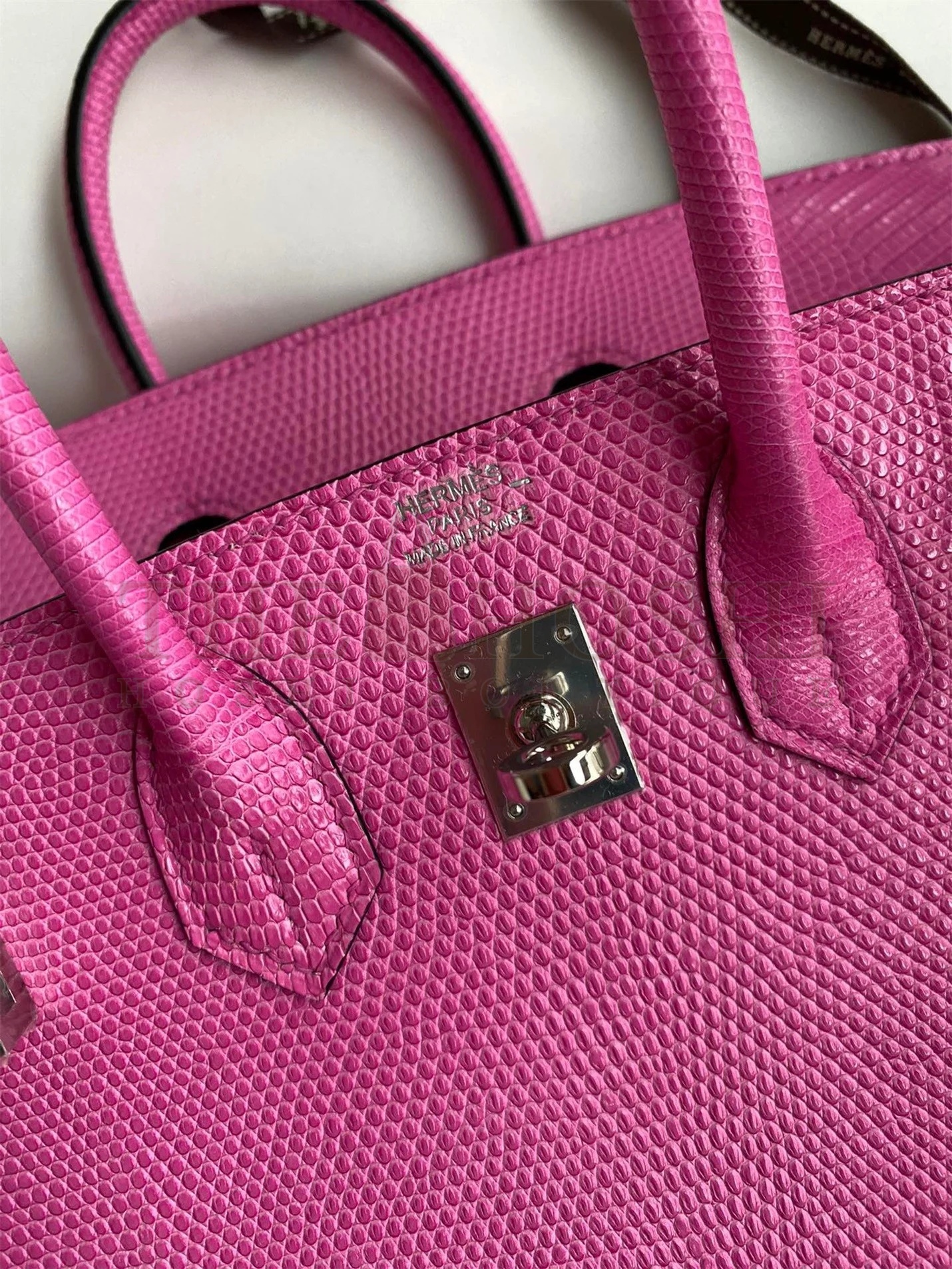 H**me5 Birkin 25 Retourne Handmade Bag In Pink Lizard Leather Master Quality