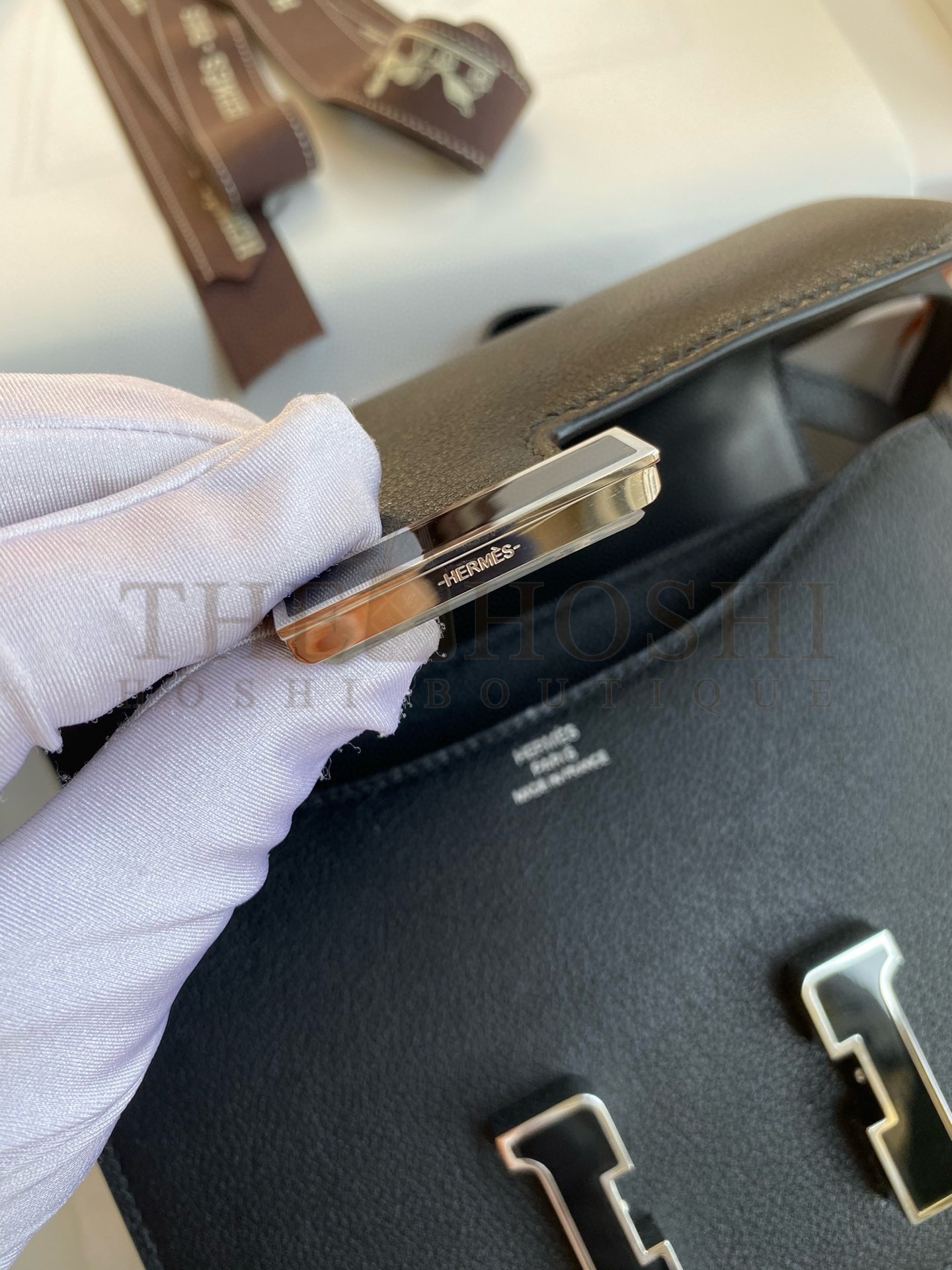 H**me5 Constance Enamel 18 Handmade Bag In Black Swift Calfskin Master Quality