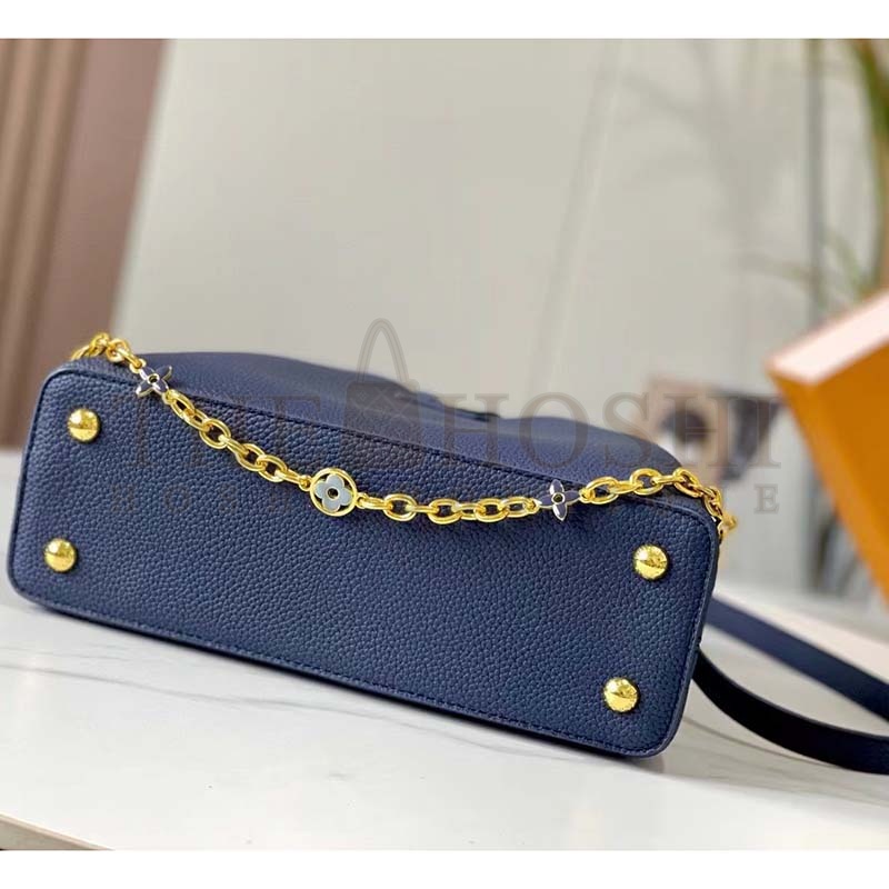 L0vis Vvtt0n LV Women Capucines MM Handbag Navy Blue Taurillon Leather Master Quality